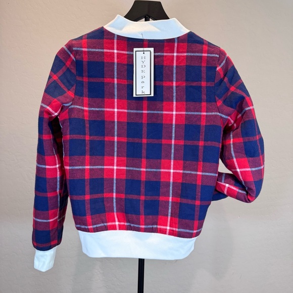 Reversible Sherpa/Plaid Bomber Jacket - Red/Blue/White and Sherpa. Size- XS - Picture 5 of 13